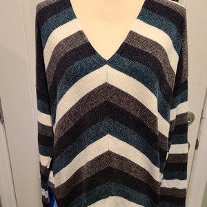 Chenille-Like Striped Emerald Sweater